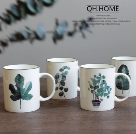 Coffee Cup with Plant Design