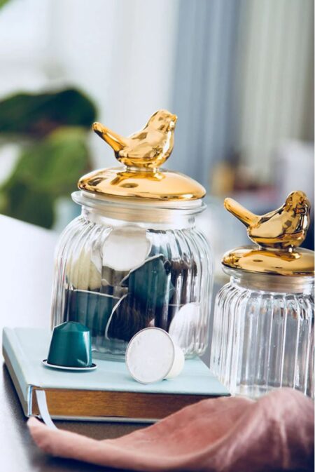 Storage Jar with Golden Animal on Lid