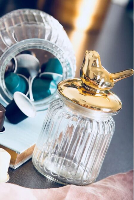 Storage Jar with Golden Animal on Lid