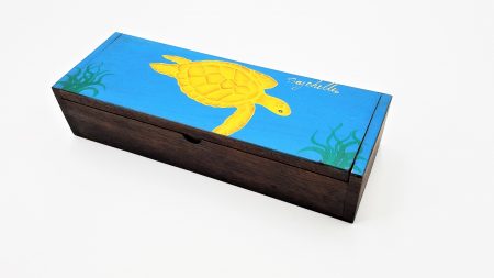 Thai Hand Paint Teak Wood Silverware/Incense Turtle Box