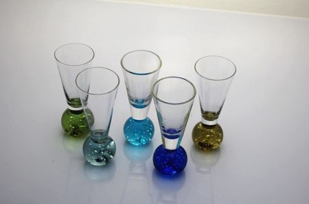 V-Shaped Shot glass with Colorful Bubble Base 4 Pcs. Set
