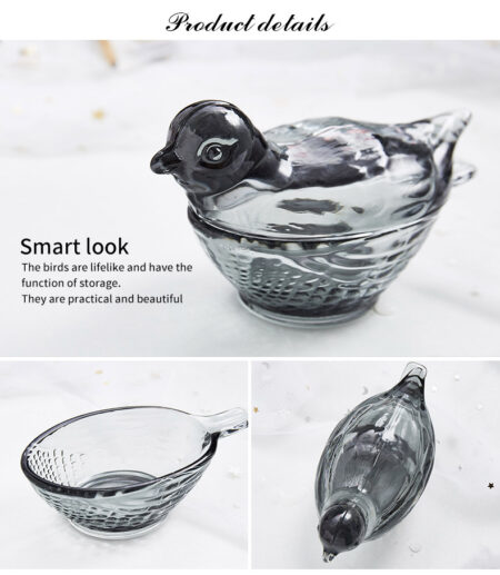 Glass Bird Jam Pot