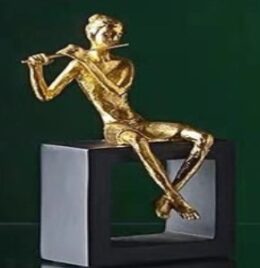Gold Woman Musician Statue Décor