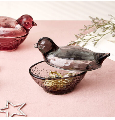 Glass Bird Jam Pot