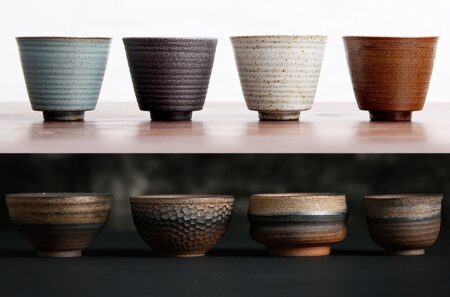 Elegant Stoneware Kung Fu Tea Cup 4-Piece Set