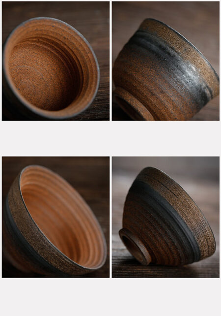 Elegant Stoneware Kung Fu Tea Cup 4-Piece Set
