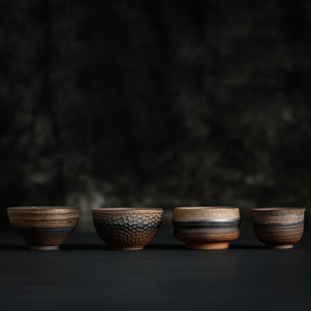 Elegant Stoneware Kung Fu Tea Cup 4-Piece Set