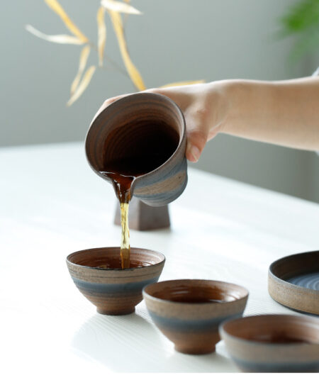 Elegant Stoneware Kung Fu Tea Cup 4-Piece Set
