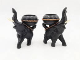 Handmade Mini Elephant Candle Holder Set
