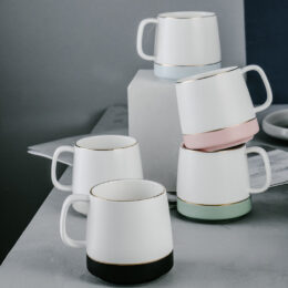 Simple Matte Finish with Colored Ring Coffee Cup