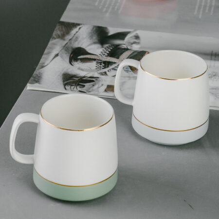 Simple Matte Finish with Colored Ring Coffee Cup