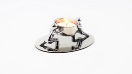 Two Man Stainless Steel Candle Holder with Removable Candle Holder Support