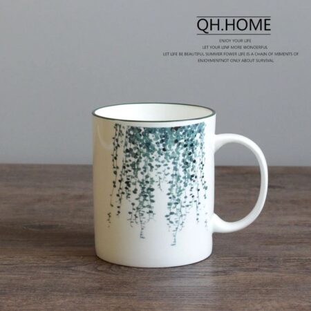 Coffee Cup with Plant Design
