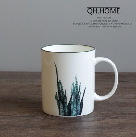 Coffee Cup with Plant Design
