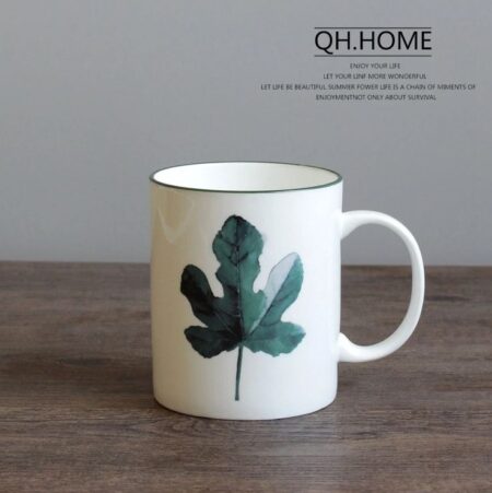 Coffee Cup with Plant Design