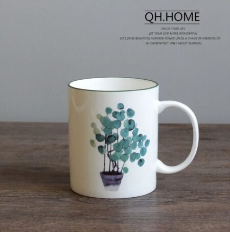 Coffee Cup with Plant Design