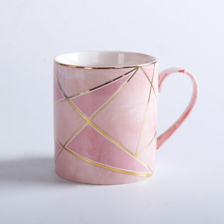 Marble Finish Coffee Mug with Gold Lines