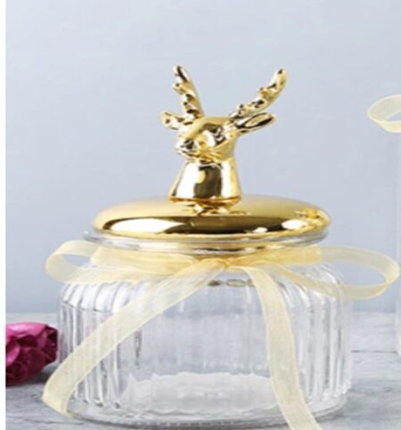 Storage Jar with Golden Animal on Lid