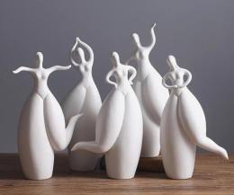 Voluptuous White Dancing  Lady Statue Décor