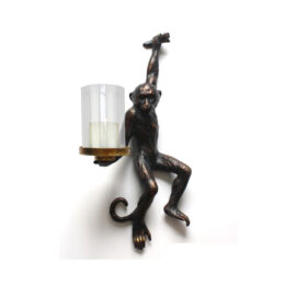 Wall Hanging Monkey Candle Holder with Protective Glass Cover