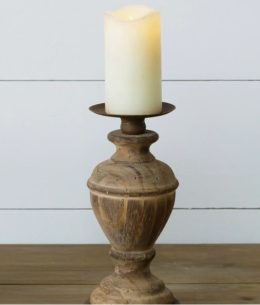 Wooden Candle Holder with Metal Platform