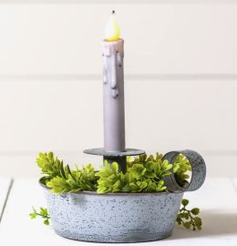 Weathered Zinc Candle Holder