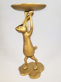 Large Metallic Bunny Support Candle Holder Tray