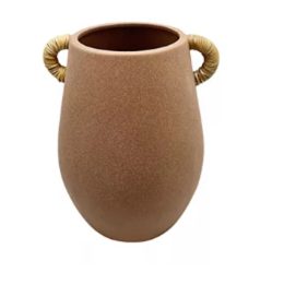 Terracotta Vase with Rattan Wrapped Handles