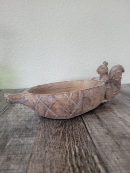 Wooden Squirrel and Acorn Bowl