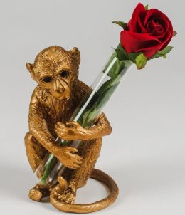 Monkey with Slim Glass Vase