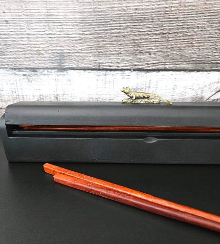 Chopstick Box Set with Iguana Decoration