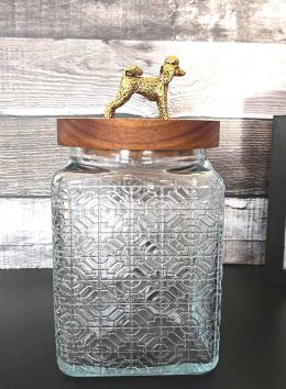 Square Glass Jar with Poodle on Wood Lid