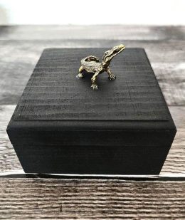 Wooden Jewelry Box with Magnetic Lid and Crocodile Decoration