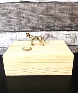 Wooden Jewelry Box with Magnetic Lid and Cheetah Decoration