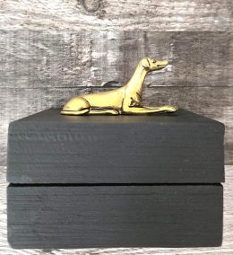 Wooden Jewelry Box with Lid and Greyhound Decoration