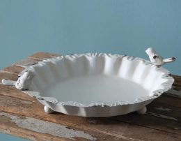 White Two Bird Metal Trinket Tray