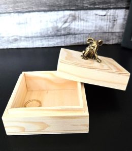 Wooden Jewelry Box with Lid and Koala Bear Decoration