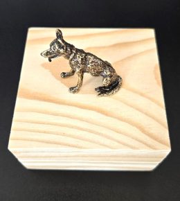 Wooden Jewelry Box with Lid and German Shepherd Decoration