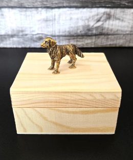 Wooden Jewelry Box with Lid and Golden Retriever Decoration