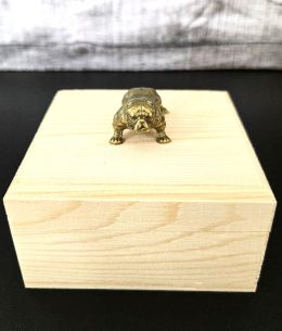 Wooden Jewelry Box with Magnetic Lid and Bull Dog Decoration