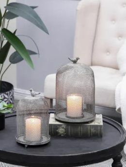 Bird Cage Candle Holder Two-Piece Set