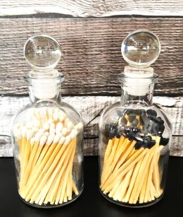 Jar and Glass Stopper with Three Inch Matches