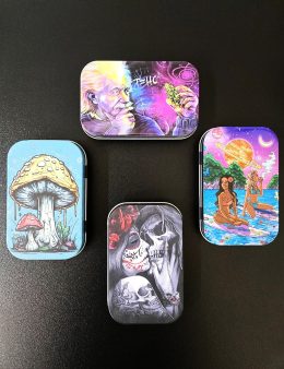 Psychedelic Black Matches Tin with Black Base (Random Matches Color)