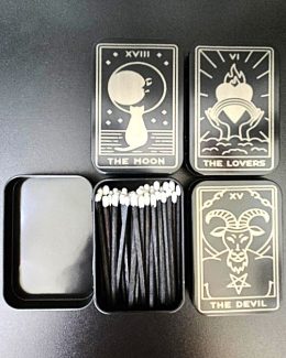USA Black Matches Tin with Tarot Design (Random Matches Color)