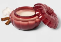 Double Wick Lidded Glass Pumpkin Scented Candle