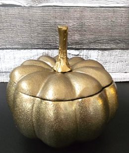Bronze Pumpkin Metal Jar with Lid