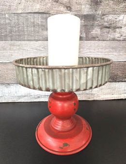 Ribbed Pan with Pedestal Candle Holder